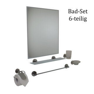 Bad Accessoires Set mit Spiegel Handtuchhalter gerade 6-teilig