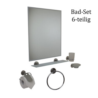Bad Accessoires Set mit Spiegel Handuchhalter rund 6-teilig