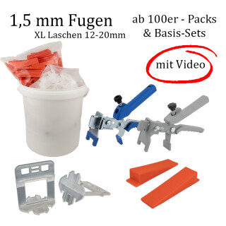 Nivelliersystem XL 1,5 mm Fugenbreite! Für eine Fliesenstärke von 12-20mm geeignet!