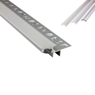 T-40 20° LED Alu Fliesenprofil Treppenprofil Stufen 10mm silber