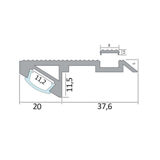 Abdeckung Abschlussleiste Fliesen für LED-Streifen-Strip 1m opal B-WARE T-STA 30° LED Alu Treppenprofil Treppenwinkel Profil Stufen schwarz 