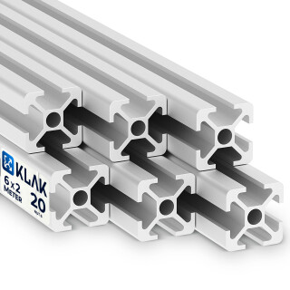 KLAK 20 - Aluprofil 6 Stück 20x20mm 2m System-, Montage-, Konstruktionsprofil Nut 6