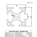 KLAK 30 - Aluprofil 30x30mm Nut 8 Aluminium Systemprofil Typ I 20cm 200mm