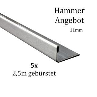 5x L-Profil Edelstahlschiene Fliesenschiene Fliesenprofil L250cm 11mm gebürstet