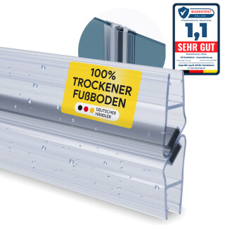 Duschdichtung PVC Ersatzdichtung Duschkabine TYP-8 90° 200cm Glasstärke 10mm