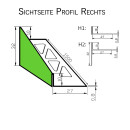 Dusch-, Keil-Profil Gefälleprofil begehbare Dusche gebürstet 10mm Rechts 150cm