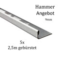 5x L-Profil Edelstahlschiene Fliesenschiene Fliesenprofil L250cm 9mm gebürstet