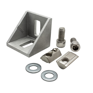 KLAK 40 - Befestigungswinkel ink. Schrauben und Nutensteine Nut 8 für Aluprofil 40-er 10 Stück