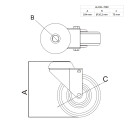 KLAK Lenkrolle Gummirolle mit Bremse Ø75mm Rückenloch Ø10,2mm für Aluprofil - 1 Stück
