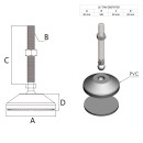 KLAK Gelenkfuss Standfuss M8x50mm Teller 50mm für Aluprofil 30-er, 40-er - 1 Stück