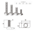 KLAK 45 - Hammerkopfschraube T-Schraube M8 25mm Nut 10 Aluprofil 45-er 1 Stück