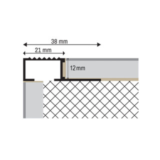 Alu Stufenprofil Fliesenschiene Profil Treppe Schiene silber gold L300cm H12mm