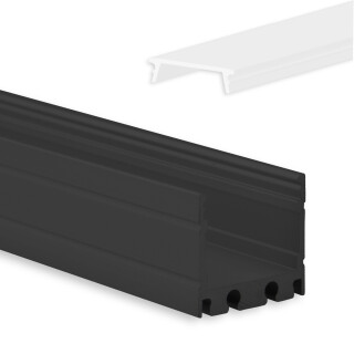 GX-PN8 LED AUFBAU-Profil 200 cm, LED Stripes max. 16 mm, schwarz RAL 9005