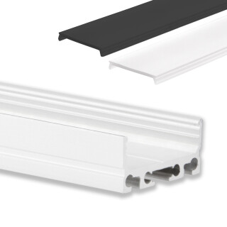 GX-PN4 LED AUFBAU-Profil 200 cm, flach, LED Stripes max. 24mm, weiß RAL 9010