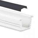 GX-PL3 LED EINBAU-Profil 200 cm, hoch/Flügel, LED Stripes max. 12 mm, weiß RAL 9010 2m Abdeckung schwarz