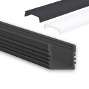 GX-PL2 LED AUFBAU-Profil 200 cm, hoch, LED Stripes max. 12 mm, schwarz RAL 9005