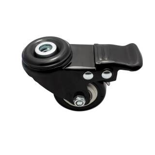 KLAK Lenkrolle Gummirolle mit Bremse Ø50mm Rückenloch Ø10,2mm für Aluprofil - 4 Stück