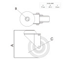 KLAK Lenkrolle Gummirolle mit Bremse Ø50mm Rückenloch Ø10,2mm für Aluprofil - 4 Stück