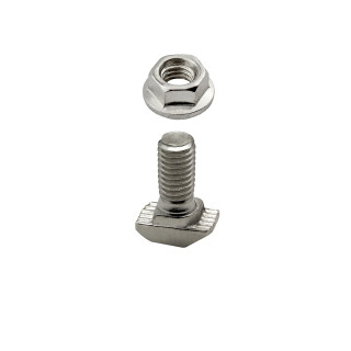 KLAK 20 - Hammerkopfschraube T-Schraube M5 12mm Nut 6 Aluprofil 20-er 10 Stück + Mutter