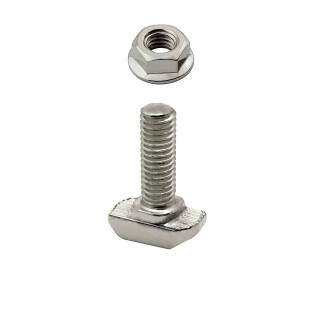 KLAK 30 - Hammerkopfschraube T-Schraube M6 20mm Nut 8 Aluprofil 30-er 1 Stück + Mutter