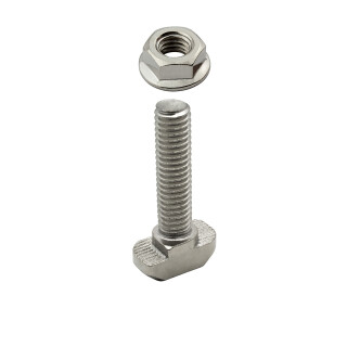 KLAK 30 - Hammerkopfschraube T-Schraube M6 25mm Nut 8 Aluprofil 30-er 10 Stück + Mutter