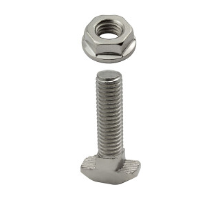 KLAK 40 - Hammerkopfschraube T-Schraube M8 30mm Nut 8 Aluprofil 40-er 1 Stück + Mutter