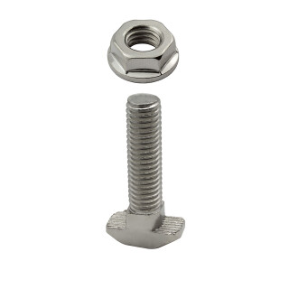KLAK 45 - Hammerkopfschraube T-Schraube M8 35mm Nut 10 Aluprofil 45-er 10 Stück + Mutter