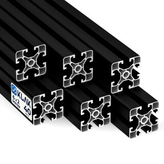 KLAK 40 - Aluprofil 6 Stück 40x40mm light 2m System-, Montage-, Konstruktionsprofil Nut 8 schwarz
