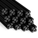 KLAK 40 - Aluprofil 12 Stück 40x40mm light 2m System-, Montage-, Konstruktionsprofil Nut 8 schwarz