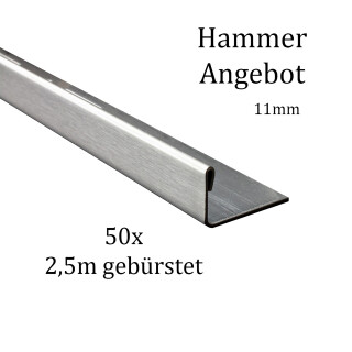 50x L-Profil Edelstahlschiene Fliesenschiene Fliesenprofil L250cm 11mm gebürstet