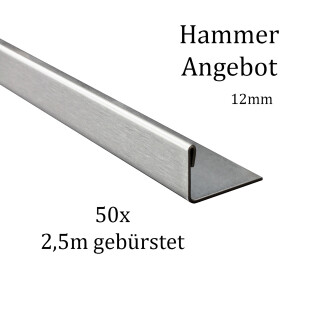 50x L-Profil Edelstahlschiene Fliesenschiene Fliesenprofil L250cm 12mm gebürstet