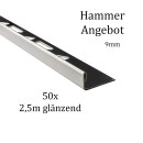 50x L-Profil Edelstahlschiene Fliesenschiene Fliesenprofil L250cm 9mm glänzend