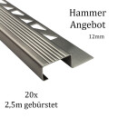 20x Edelstahl Stufenprofil Fliesenleiste Profil Treppen Schiene H12mm gebürstet