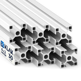 KLAK 30 - Aluprofil 6 Stück 30x30mm 2m System-, Montage-, Konstruktionsprofil Nut 8