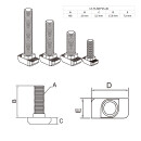 KLAK 40 - Edelstahl Hammerkopfschraube T-Schraube M8 25mm Nut 8 Aluprofil 40-er 10 Stück
