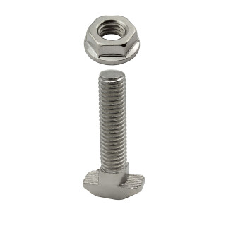 KLAK 40 -Edelstahl Hammerkopfschraube T-Schraube M8 40mm Nut 8 Aluprofil 40-er 1 Stück + Mutter