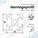 KLAK 30 - Aluprofil 12 Stück 30x30mm 6m System-, Montage-, Konstruktionsprofil Nut 8
