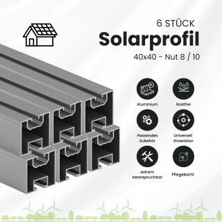 Solarprofil 40x40mm – Länge 1600mm, Nut 8/10, Alu AW-6063 – Perfekt Für Photovoltaik-Montage, Dach & Individuelle Konstruktionen