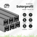 6x Alu Solarprofile 40x40 - 2,45m - Nut 8/10 - Typ-S, PV-Profile - Photovoltaik
