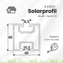 6x Alu Solarprofile 40x40 - 2,45m - Nut 8/10 - Typ-S, PV-Profile - Photovoltaik