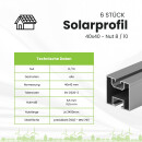 6x Alu Solarprofile 40x40 - 2,45m - Nut 8/10 - Typ-S, PV-Profile - Photovoltaik