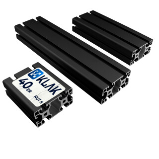 KLAK 40/80 - Aluprofil 40x80mm Nut 8 Aluminium Systemprofil Typ I 100mm-2000mm schwarz