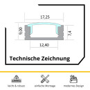 5x A17 LED Profil 2m - Schwarz inkl. Abdeckung, Halter & Endkappen