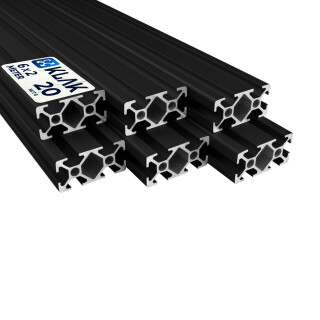 KLAK 20/40 - Aluprofil 6 Stück 20x40mm 2m System-, Montage-, Konstruktionsprofil Nut 6 schwarz