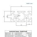 KLAK 20/40 - Aluprofil 6 Stück 20x40mm 2m System-, Montage-, Konstruktionsprofil Nut 6 schwarz