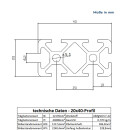 KLAK 20/40 - Aluprofil 20x40mm Nut 6 Aluminium Systemprofil Typ I 100mm-2000mm schwarz