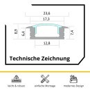 5x A25 LED Profil 2m - Schwarz inkl. Abdeckung opal & Endkappen