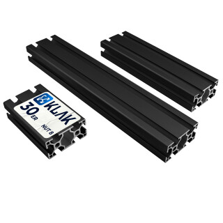 KLAK 30/60 - Aluprofil 30x60mm Nut 8 Aluminium Systemprofil Typ I 100mm-2000mm schwarz