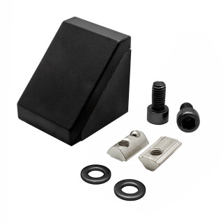 KLAK 45 - Befestigungswinkel ink. Schrauben und Nutensteine Nut 10 für Aluprofil 45-er schwarz