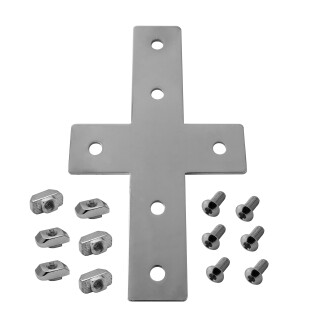 KLAK 30 - Verbinderplatte - X - 114x85mm Aussen Kreuz Flachverbinder 30x30 Aluprofil